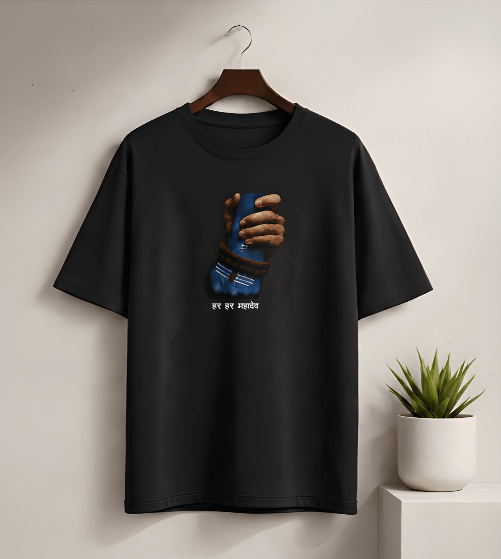 Shiva Holding hand Unisex Oversized Classic Black T-Shirt