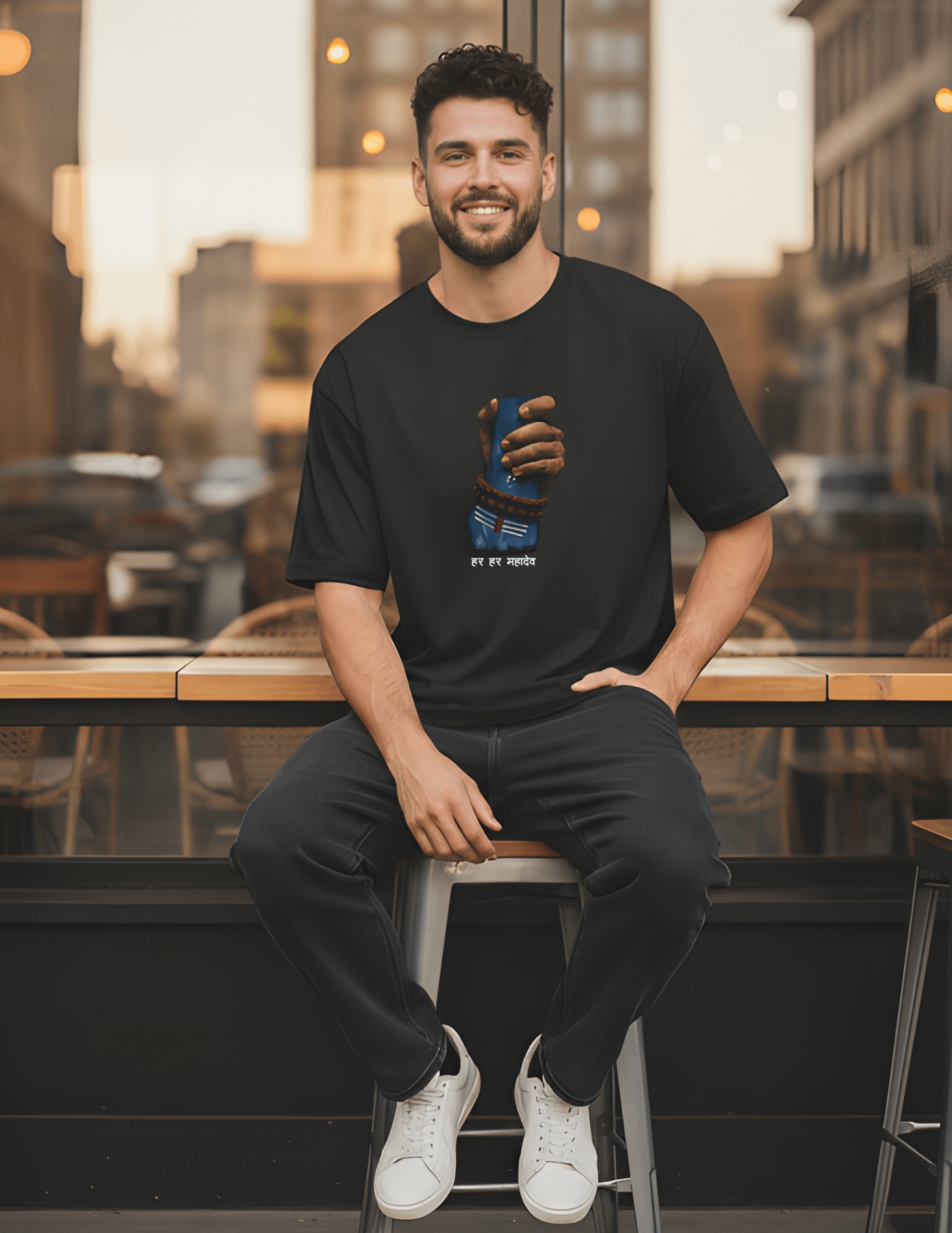 Shiva Holding hand Unisex Oversized Classic Black T-Shirt