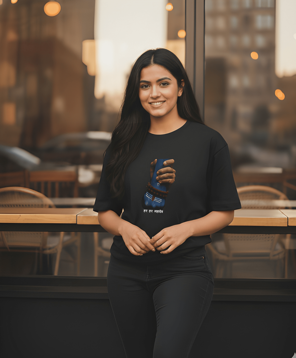 Shiva Holding hand Unisex Oversized Classic Black T-Shirt