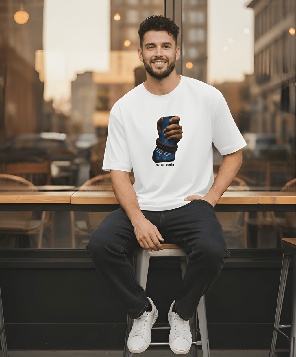 Mahadev holding hand Unisex Oversized Classic white T-Shirt
