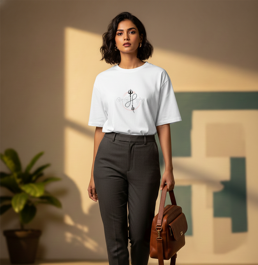 Trishool Unisex Oversized Classic white T-Shirt