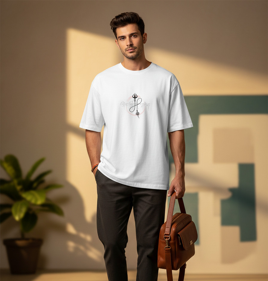 Trishool Unisex Oversized Classic white T-Shirt